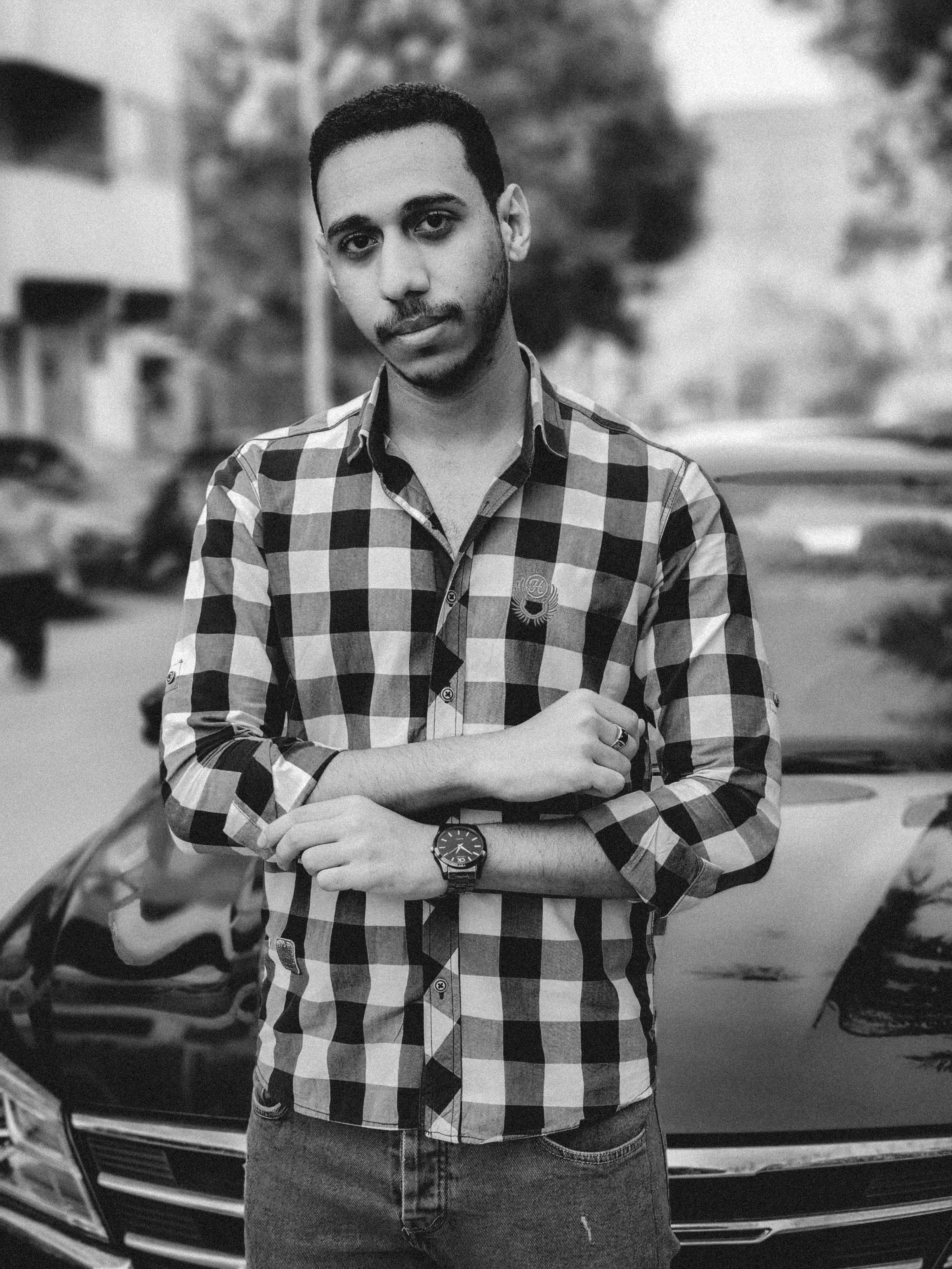Black and white check corporate uniform